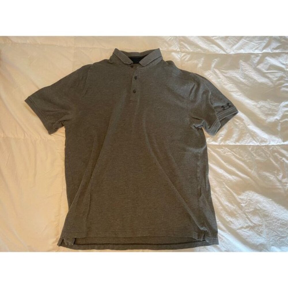 Men's Under  Armour Size Large Gray Heatgear Golf Polo Shirt Button Up